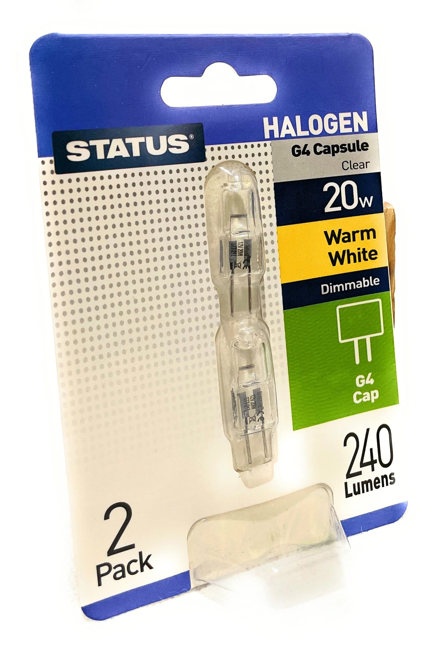 Status G420SHC212 G4 Cap Halogen Capsule Bulb with UV Stop, Clear