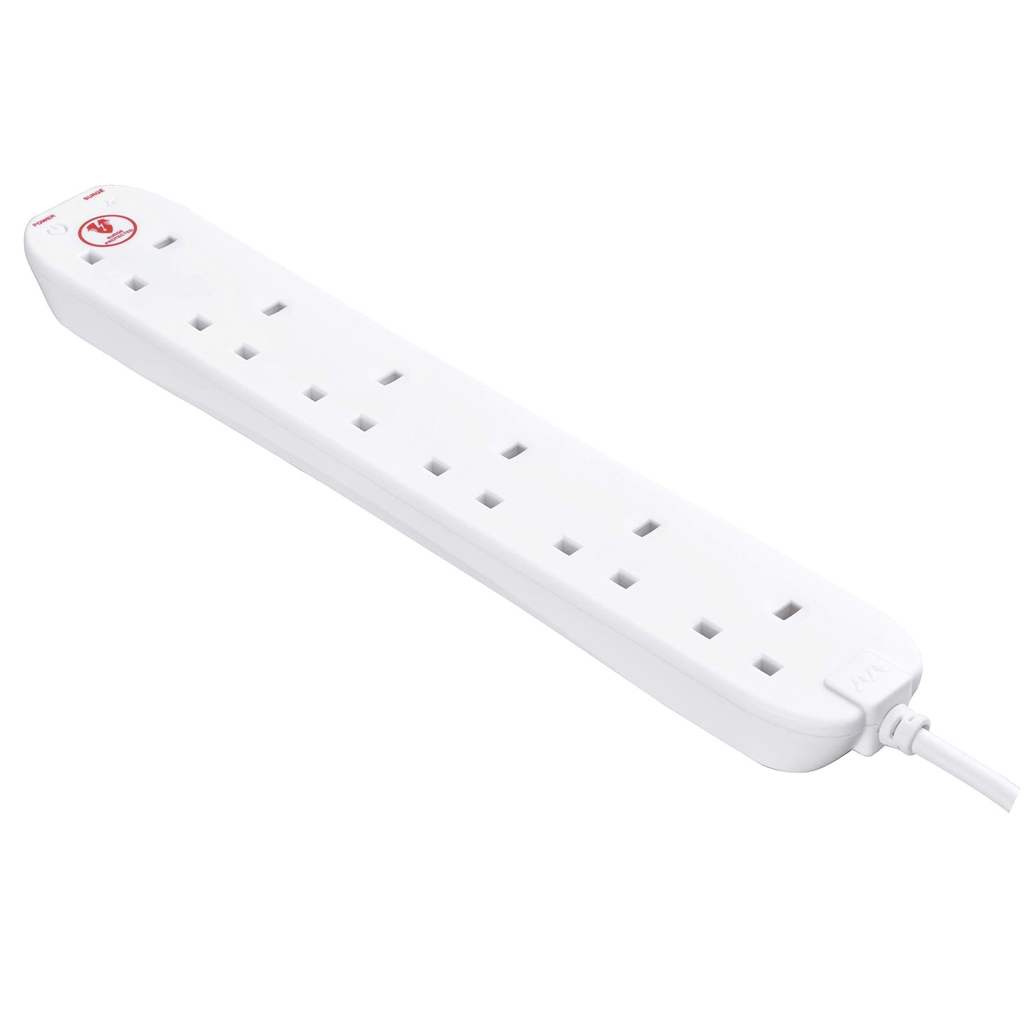 Masterplug Srgtow10110 10-Gang Power Tower Surge Protected Socket with 1 m Extension Lead in White
