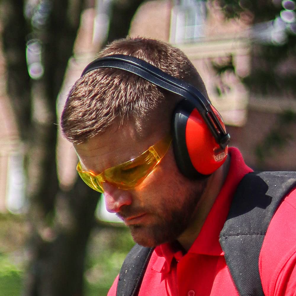 TIMCO Ear Defenders - Adjustable ear cups for comfort - 27.6dB - Red - One Size
