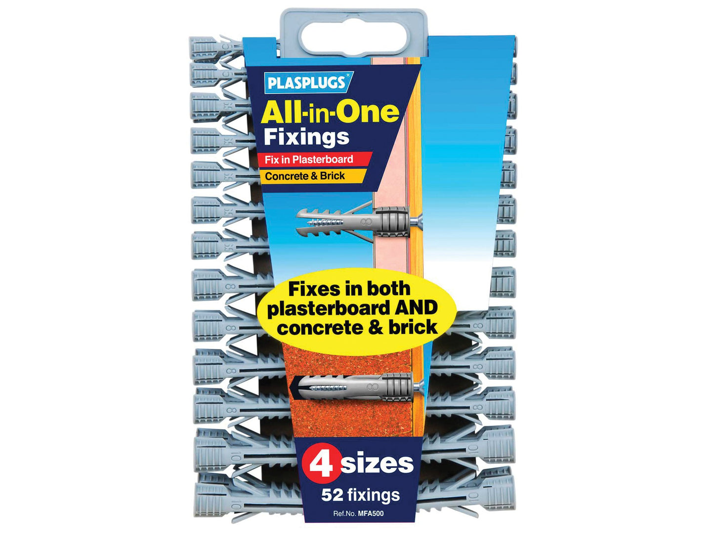 All-in-One-Dübel von Plasplug, MFA500, Clip mit 52 Dübeln