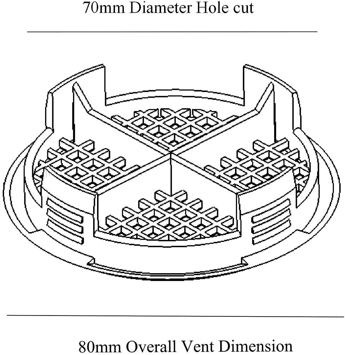 10 Number Timloc 70mm White Plastic Round Circular Push in Soffit Air Vents Vivarium
