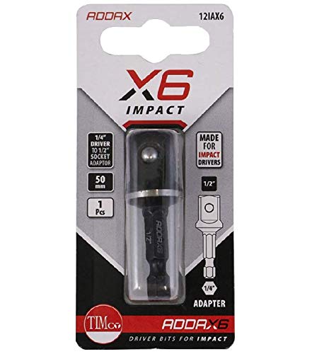 TIMCO X6 Impact Adaptor - This impact resistant quick change adaptor is for converting a 1/4” hex drive into a male 3/8” socket adapto - 3/8 x 50