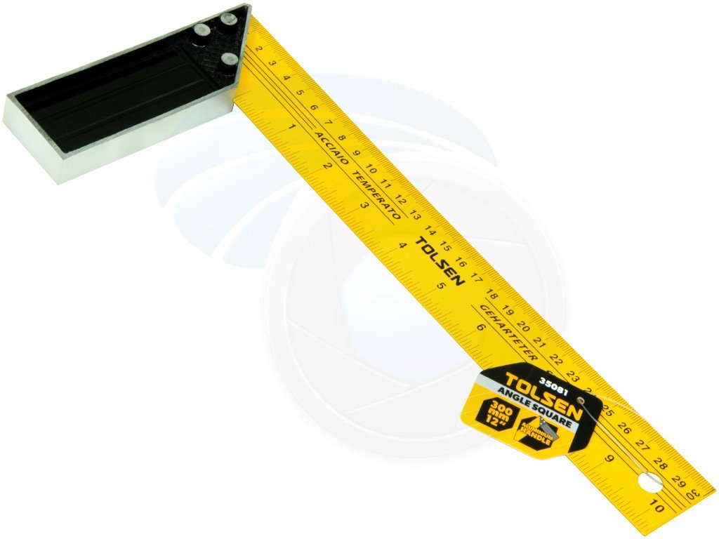 Tolsen Aluminium Right Angle Square Ruler L Shaped Carpenters Set Square Metric & Imperial 12" 300mm