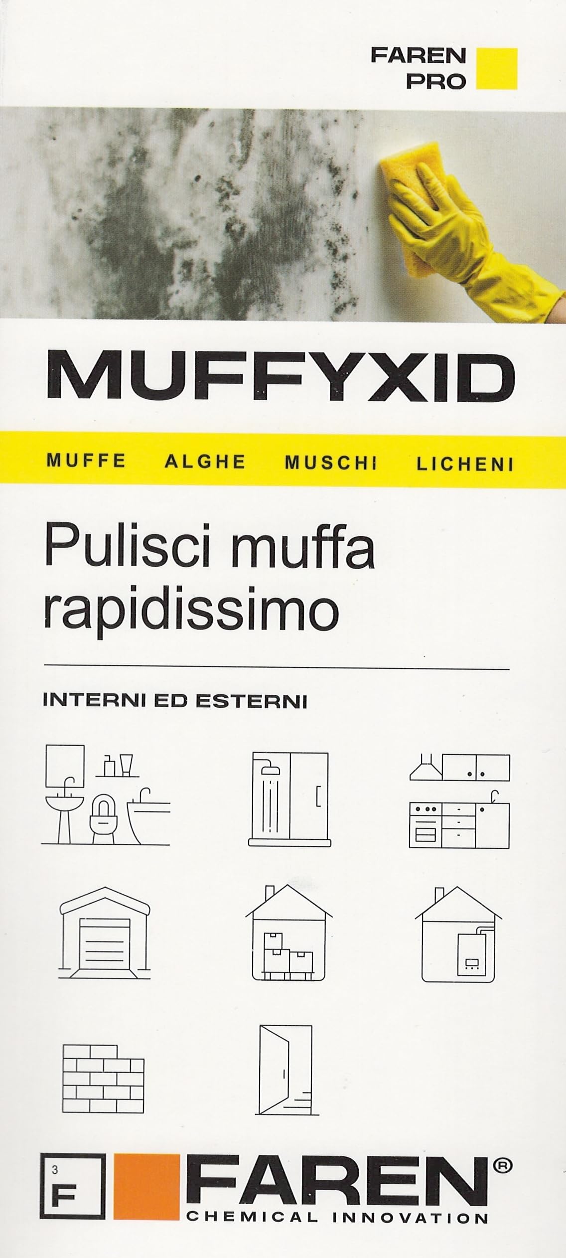 Faren MUFFYXID Mould Removal, Mould Removal, Fast Acting Mould Cleaner, Sanitizing, Quickly Eliminates Mold, Fungus, Moss and Algae, Delays Reappearance 500 ml