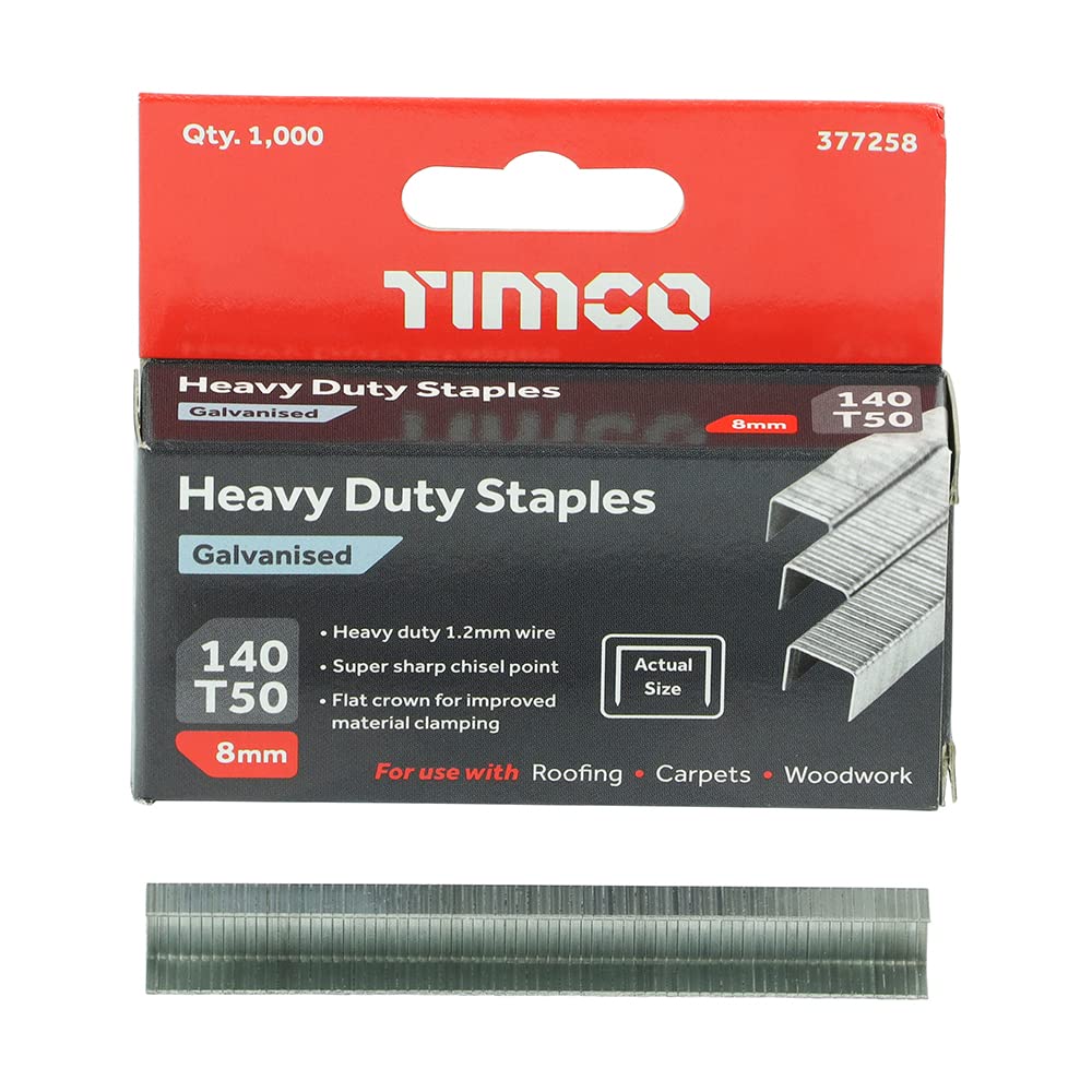 TIMCO Heavy Duty Chisel Point Galvanised Staples - 8mm Staples
