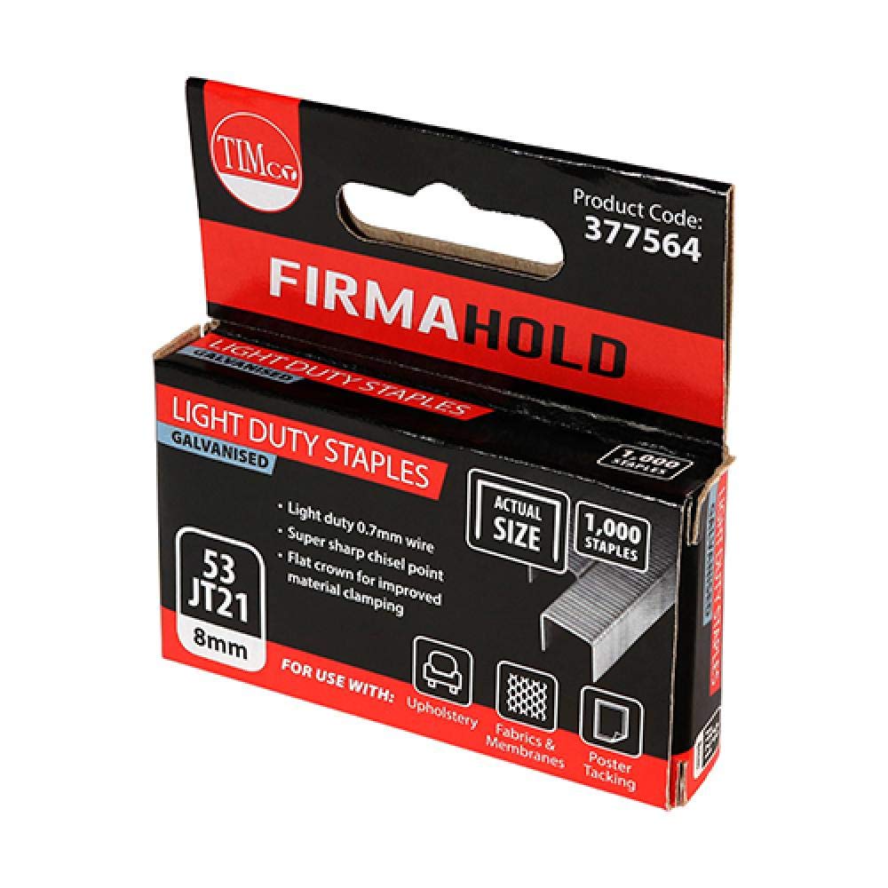 TIMCO Light Duty Chisel Point Galvanised Staples - 8mm