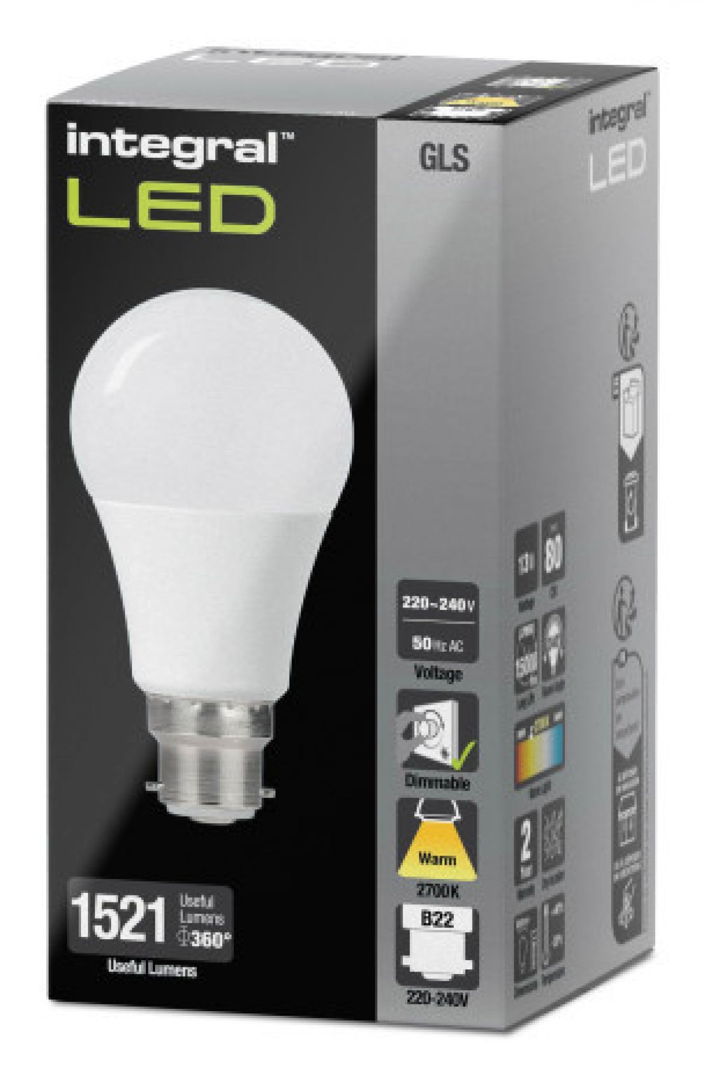 Integral LED Dimmable Frosted GLS Classic Globe Bulb
