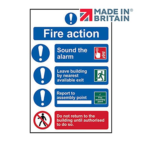 Spectrum Industrial 11508" Fire Action Procedure Self Adhesive Vinyl Sign, Multi-Colour, 200 x 300 mm