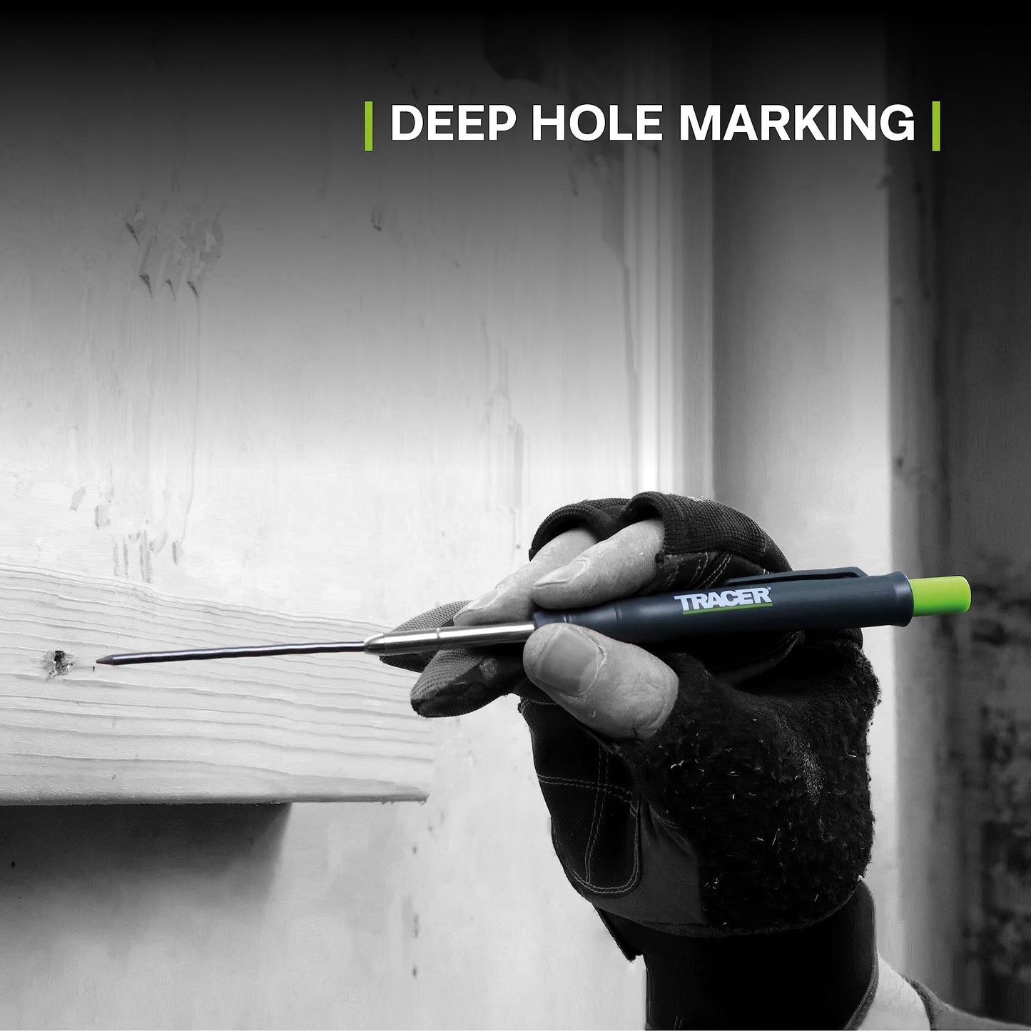 TRACER Deep Hole Construction Pencil with 6x Replacement Lead Pack and accompanying Site Holsters all-in-one Marking Kit
