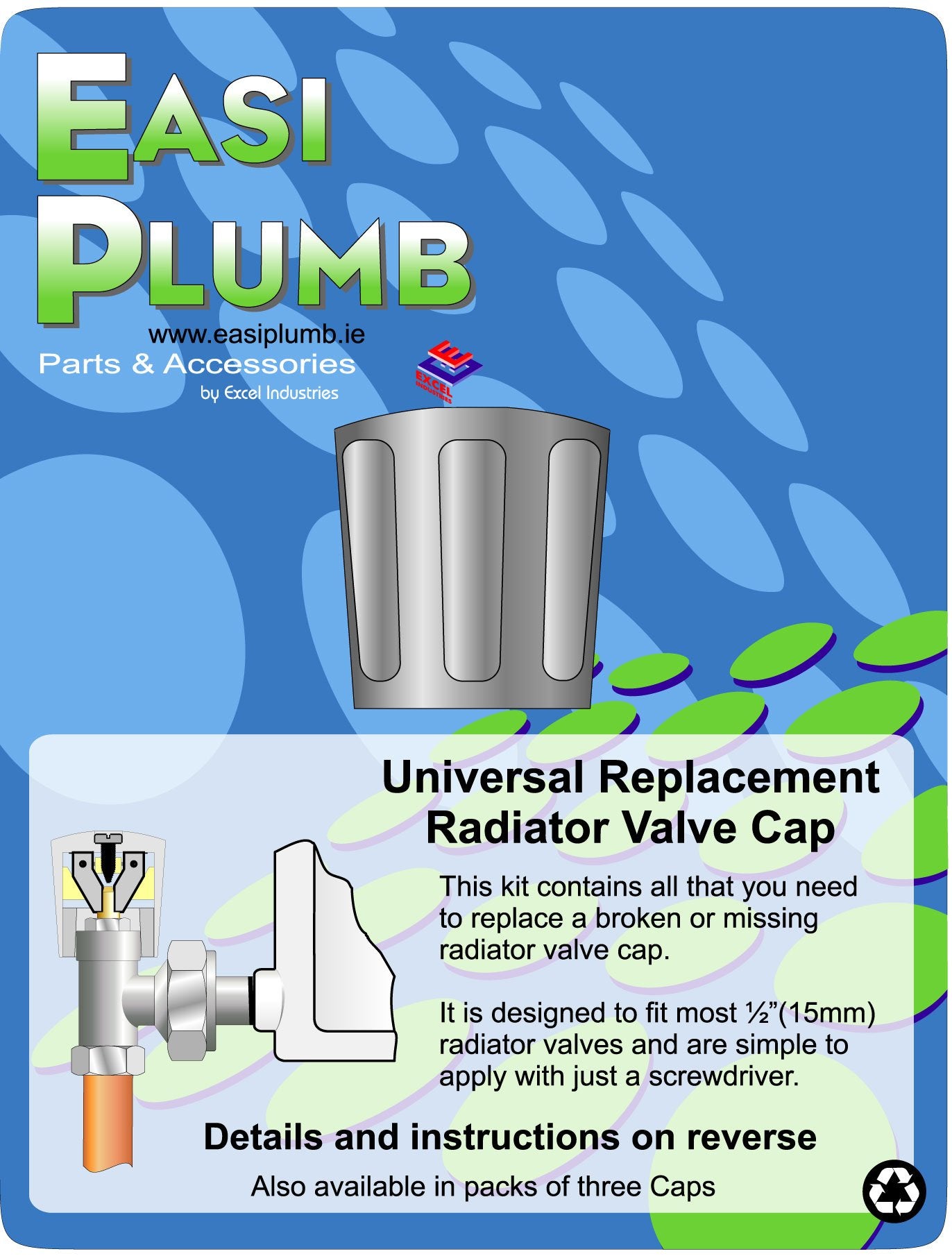 EPRRH1C : Universal Replacement Rad Valve Cap - Single Rad, Chrome Plated