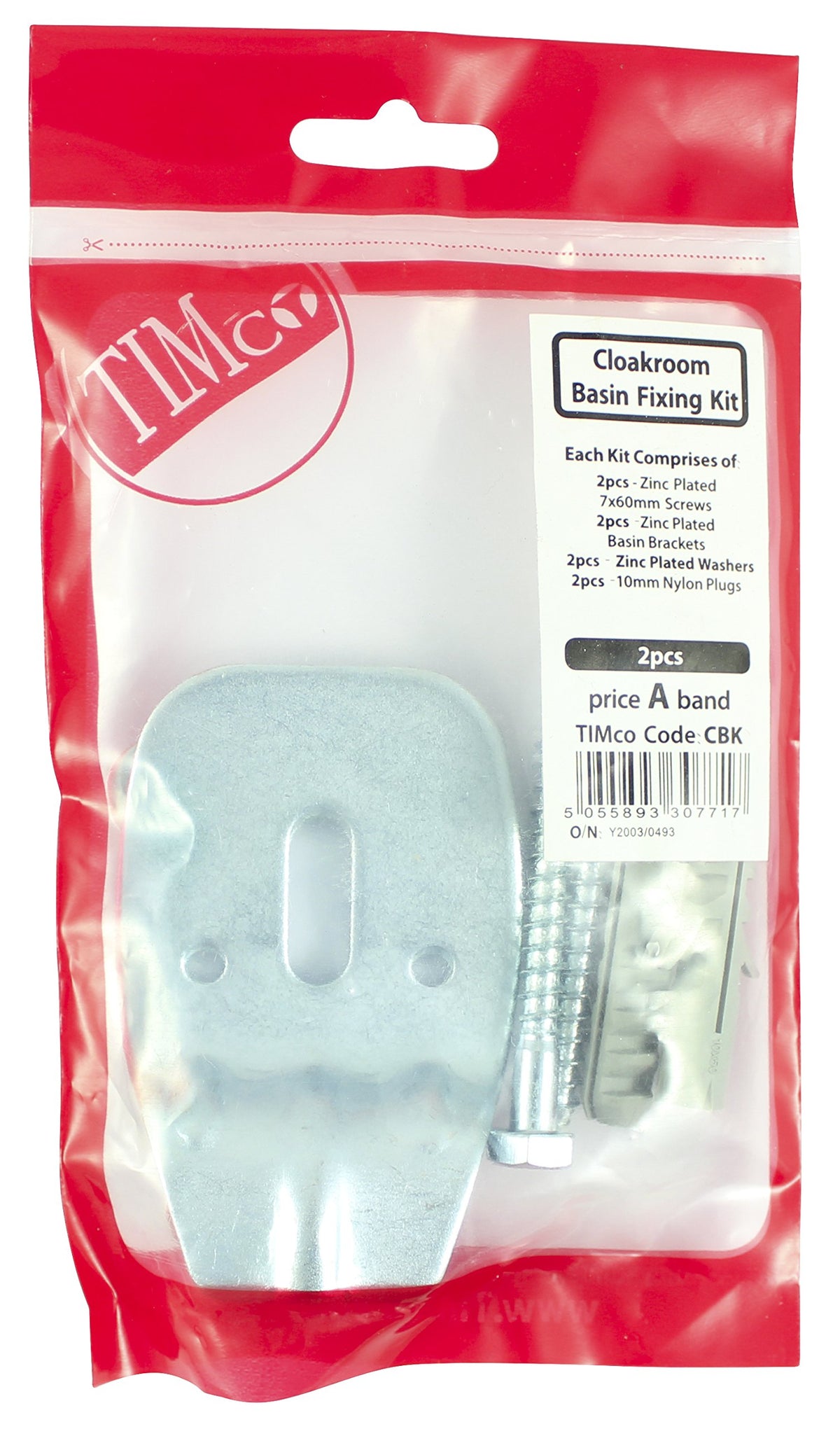 TIMCO CBK Cloakroom Basin Fixing Kit - Silver