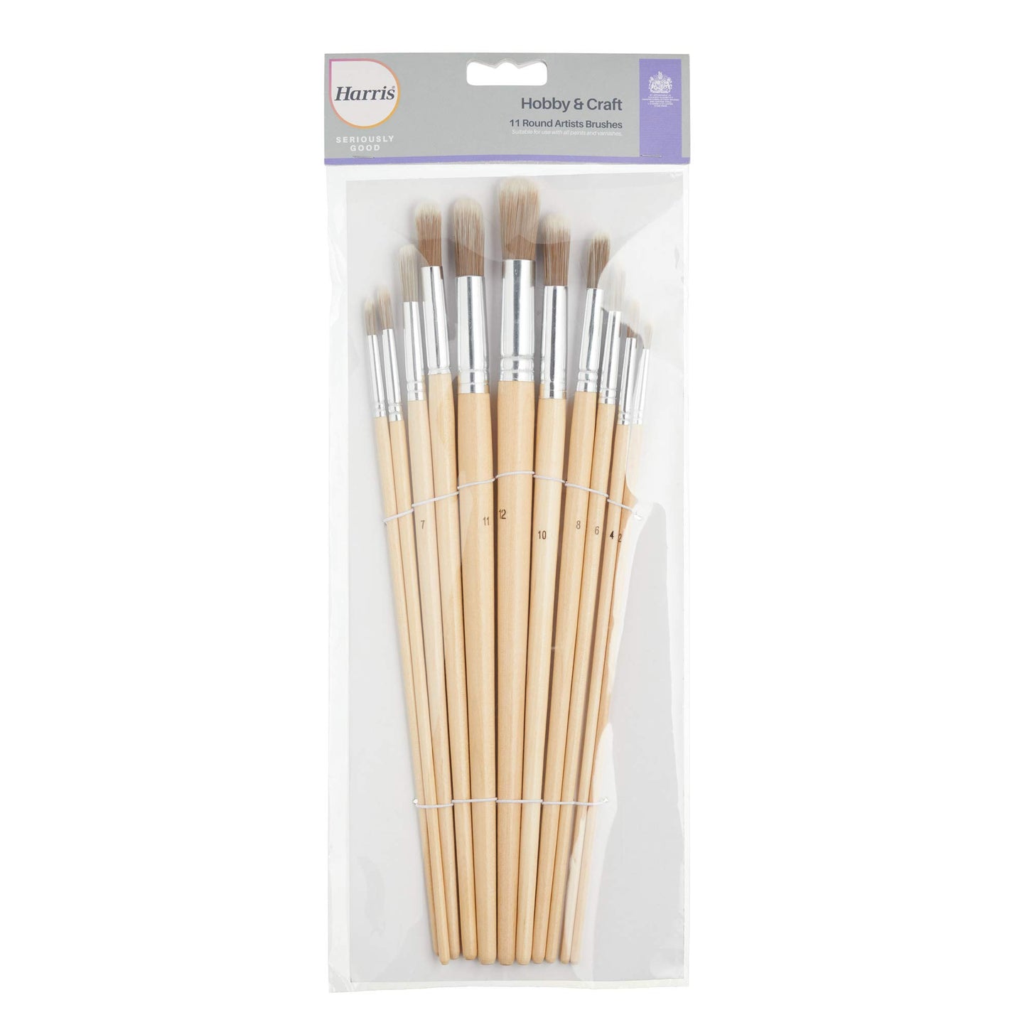 Harris Seriously Good Hobby & Craft Round Paint Brushes | Pack of 11 | 2mm-12mm