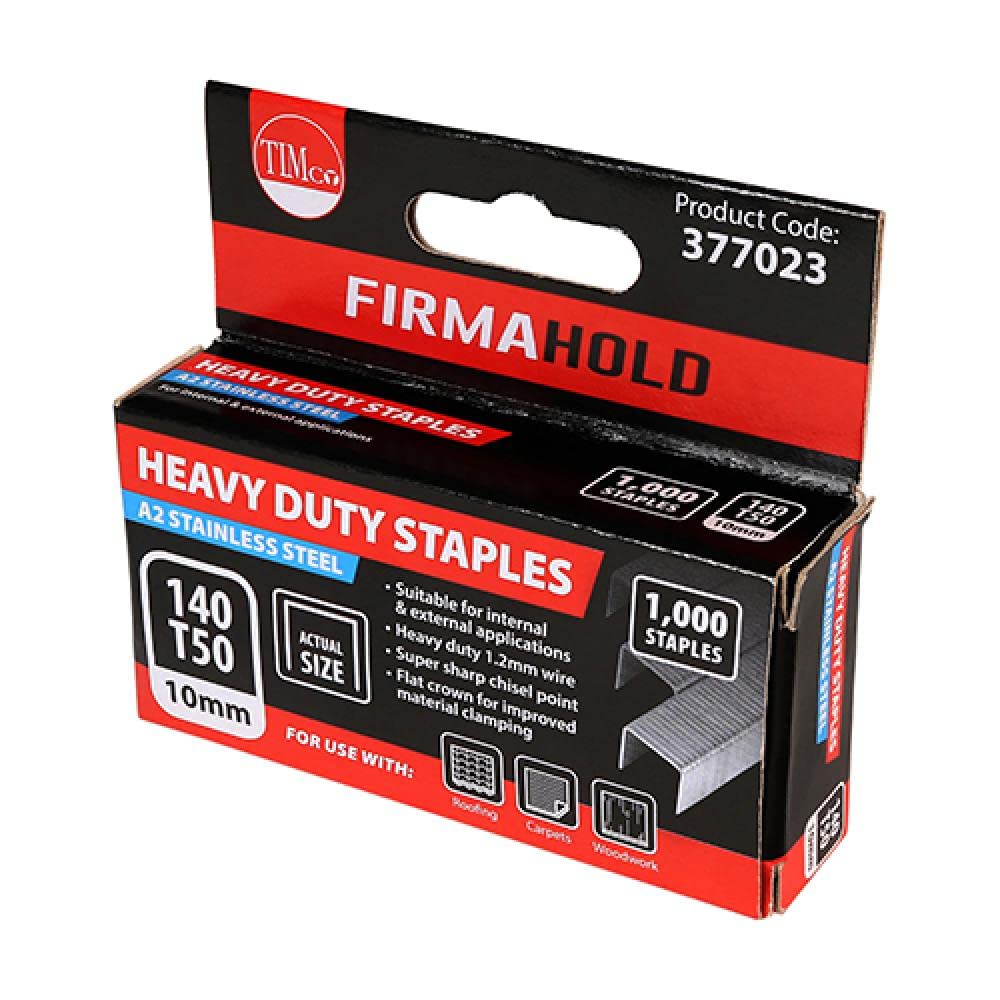 TIMCO Heavy Duty Chisel Point A2 Stainless Steel Staples - 10mm