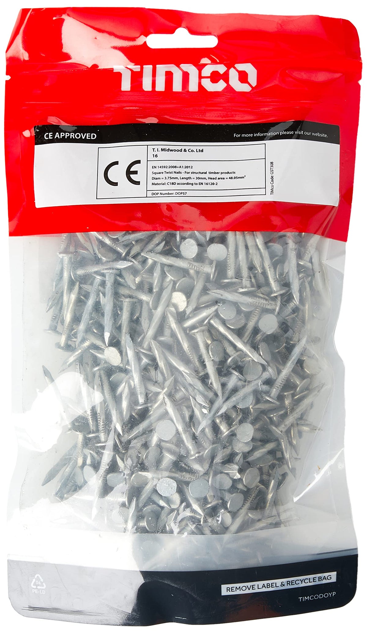TIMCO Galvanized Square Twist Nail 30 x 3.75-1kg Bag