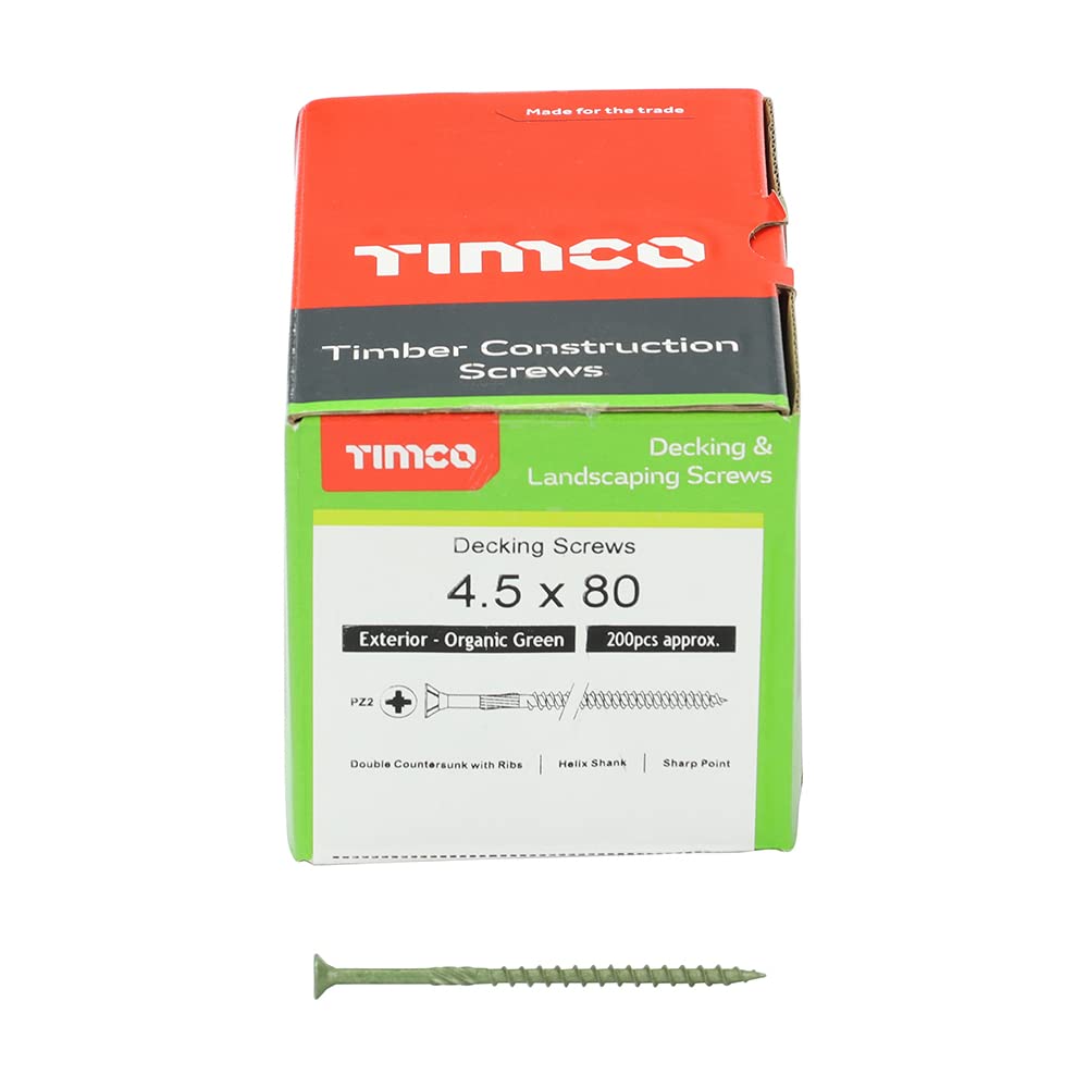 TIMCO Classic Decking Screws - 4.5 x 80 - Exterior - Green - Box of 200