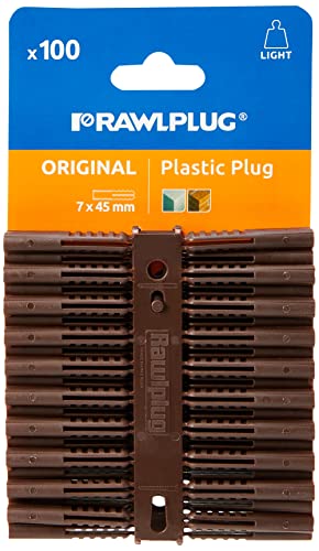 Rawlplug Plastic Plugs (100) Brown - (Screw Sizes 10-14)