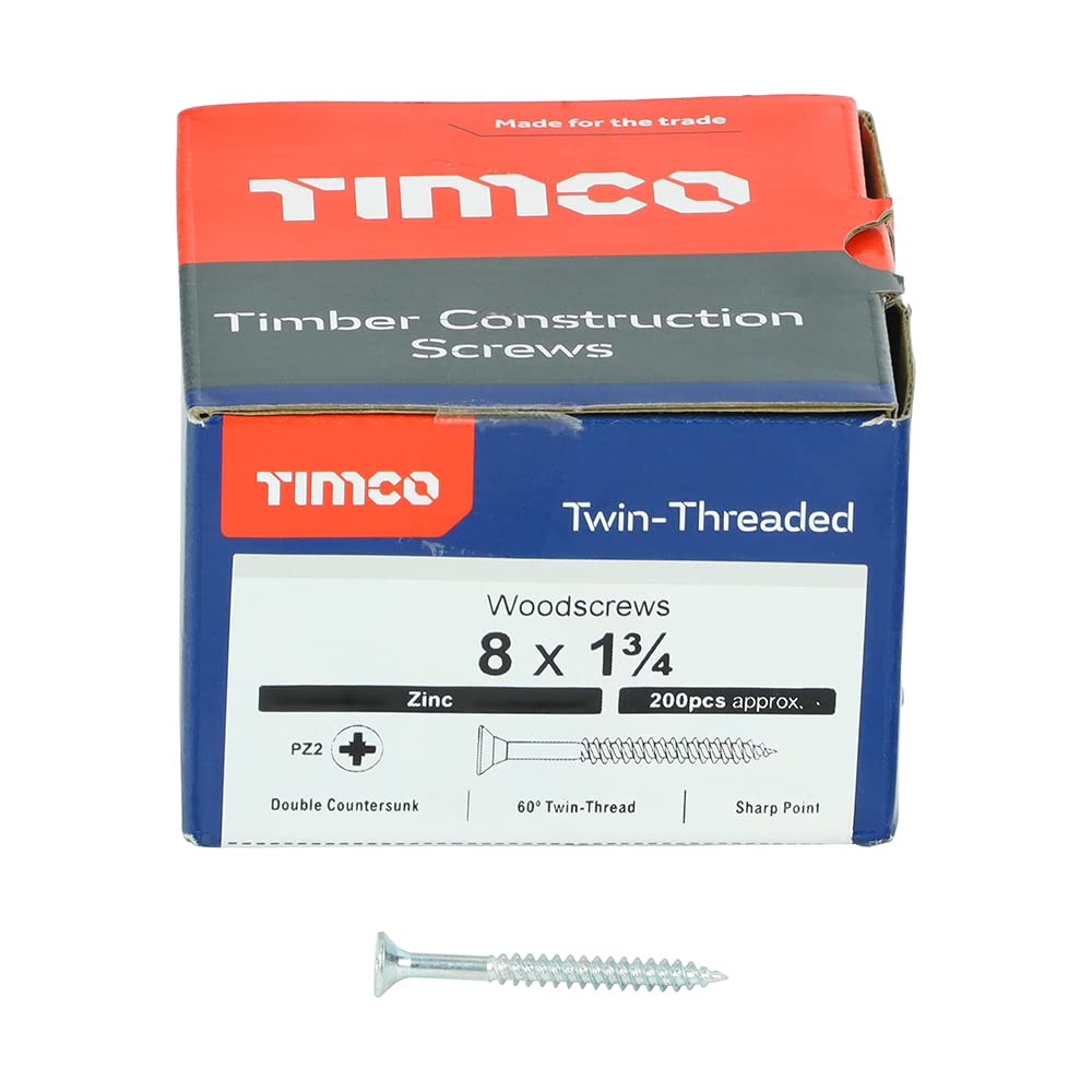 Timco PZ1 CSK BZP Zinc Plated Twin Woodscrew (Box of 200)