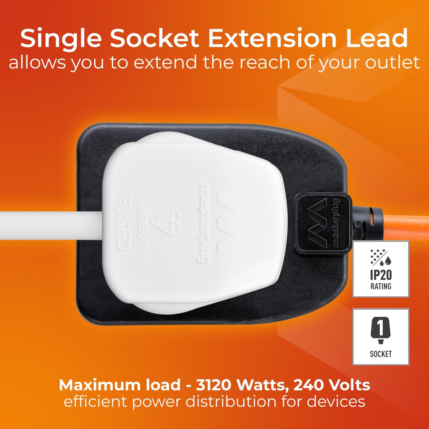 Masterplug Socket Extension Lead