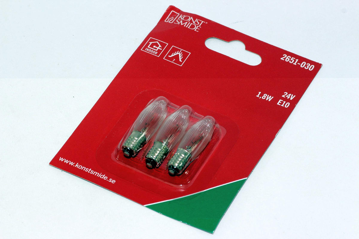 TheOneStopSatShop 6 Pack Of KonstsmIde 24V, 1.8W, E10, MES Spare Welcome Candle BrIdge Bulbs