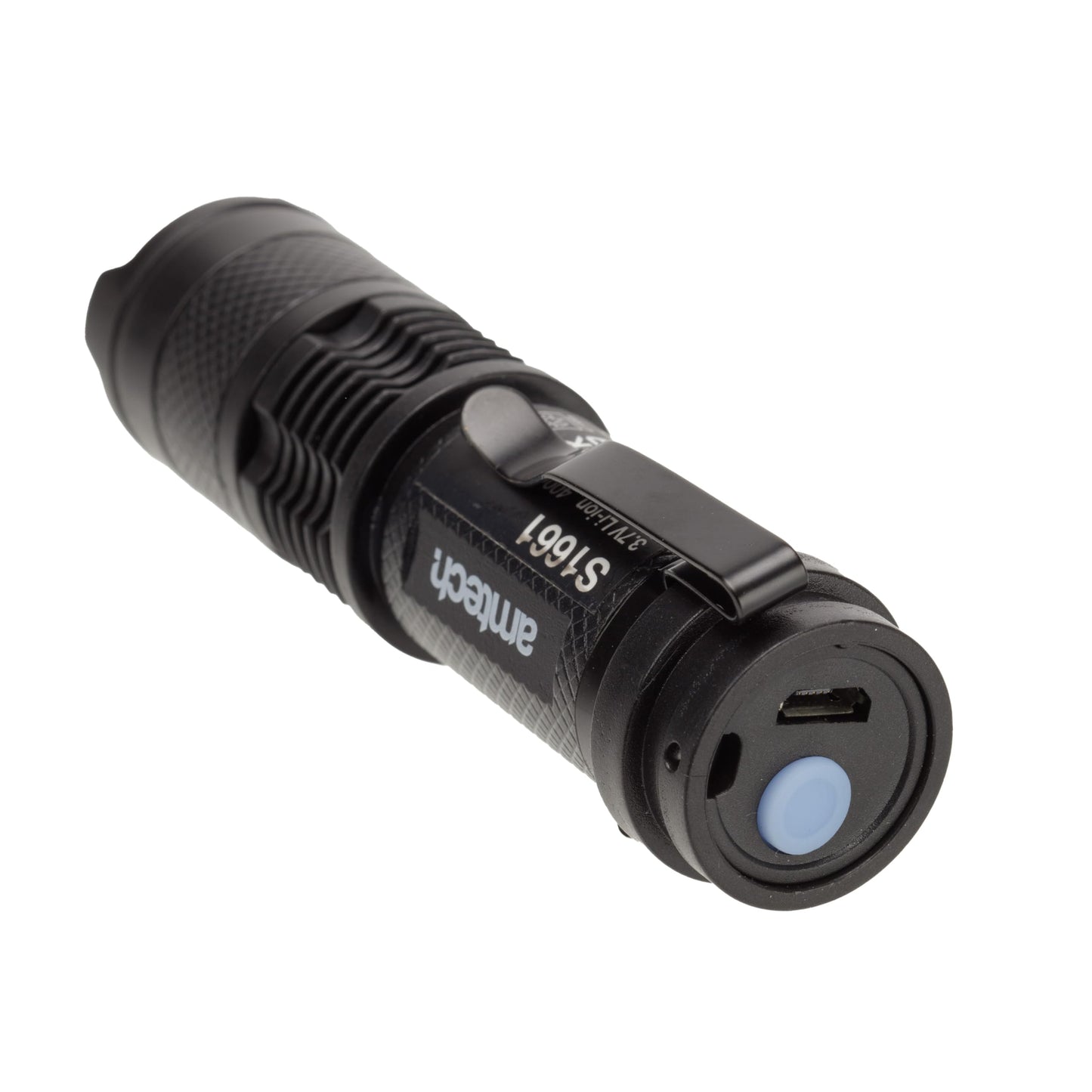 Amtech - Mini Torch Set for Camping, Hiking, Car Repairs, Everyday Use, and More, Adjustable Brightness with 3 Lighting Modes, Rechargeable, Portable with Metal Clip