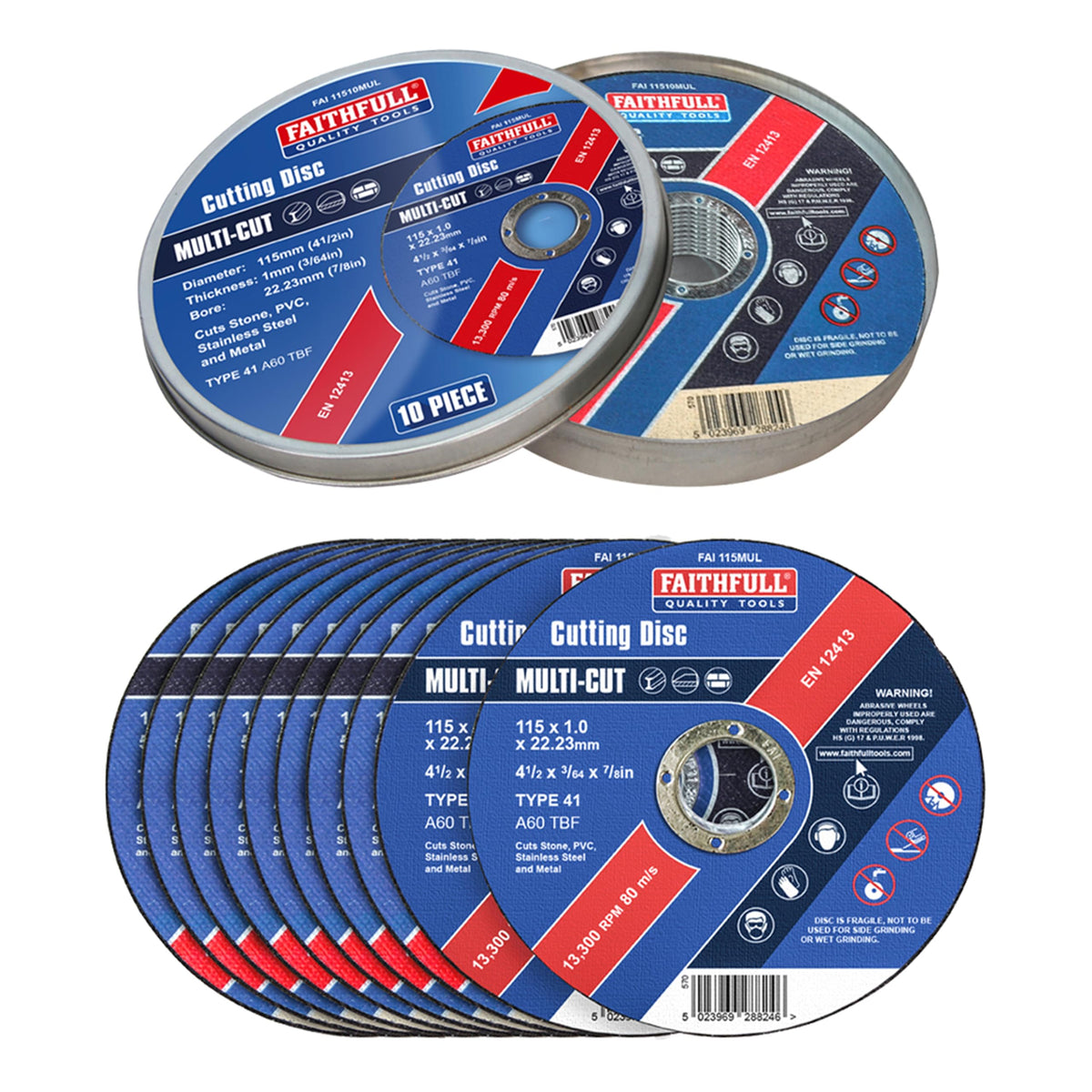 Faithfull Multi-Cut Thin Cut Off Wheel (Pack of 10)