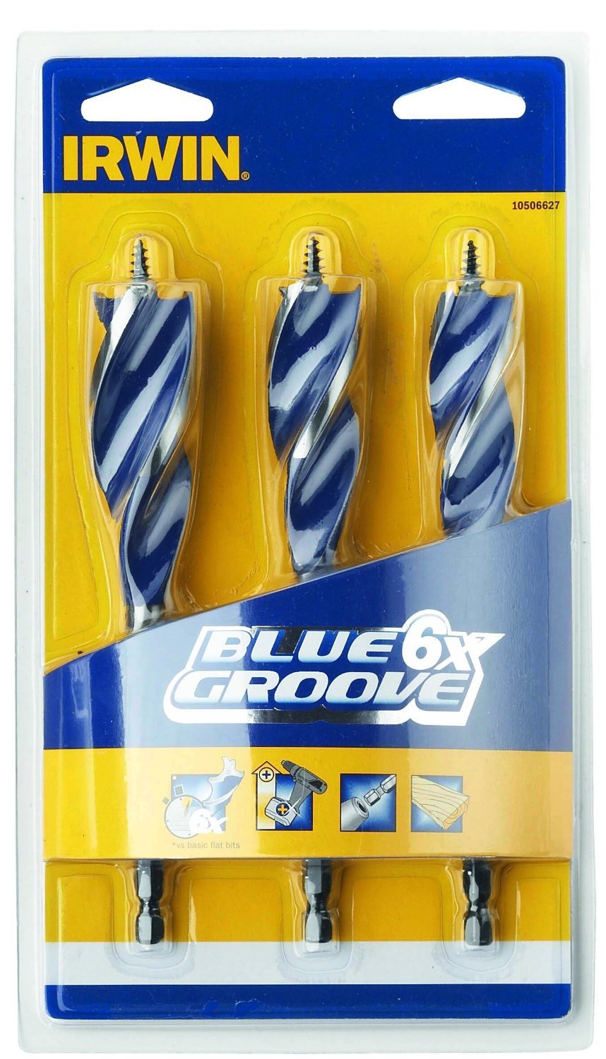 Irwin 6x Blue Groove Wood Drill Bits Assortment