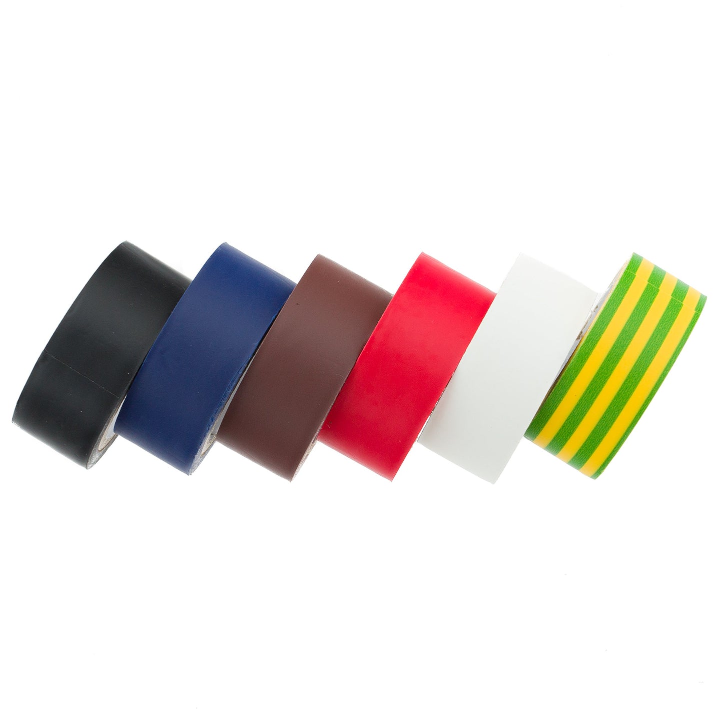 CORAL 71350 Essentials Electrical Tape 19MM 5M roll 6 piece pack set Black White Blue Red Brown Green and Yellow