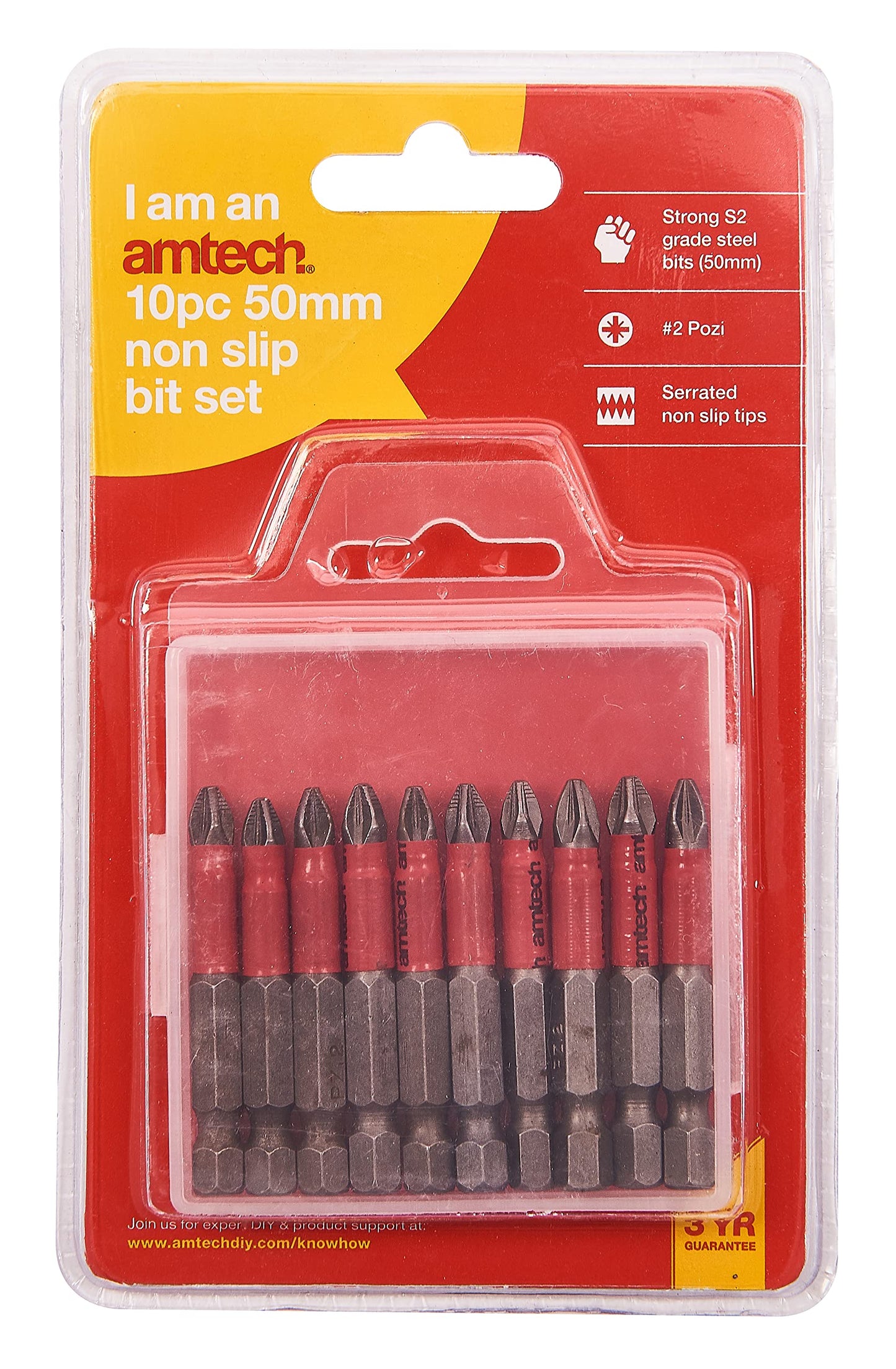 Amtech L2360 10 Piece 50mm non-slip Pozi drive bit set