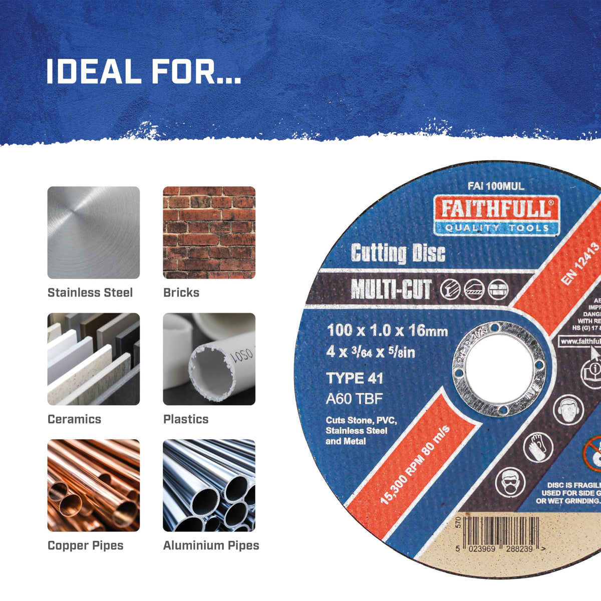 Faithfull Multi-Cut Thin Cut Off Wheel (Pack of 10)