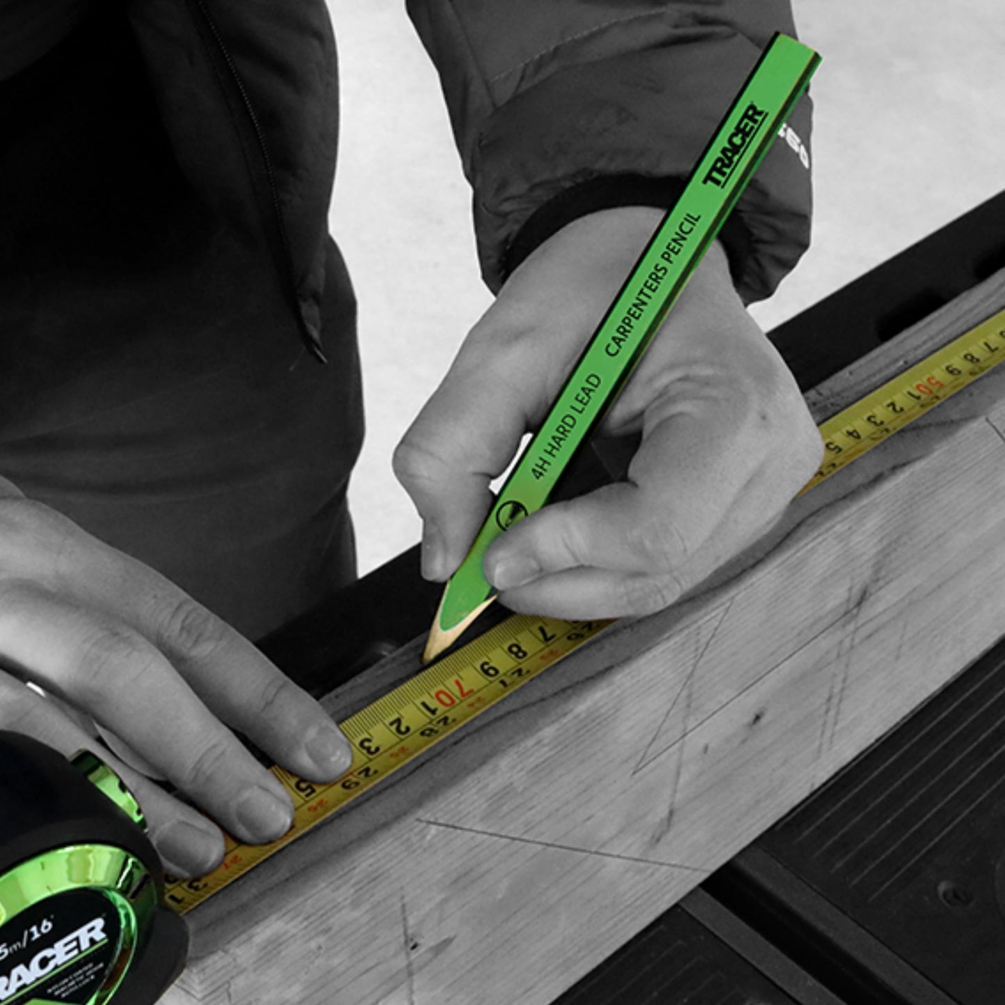 TRACER Deep Hole Construction Pencil with 6x Replacement Lead Pack and accompanying Site Holsters all-in-one Marking Kit
