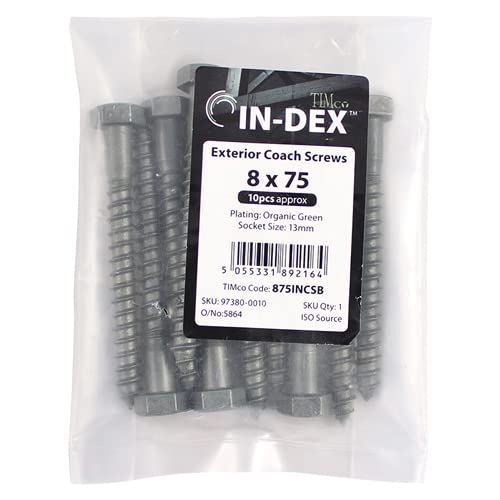 TIMco Index Hex Coach Screw - Green, Pack of 10