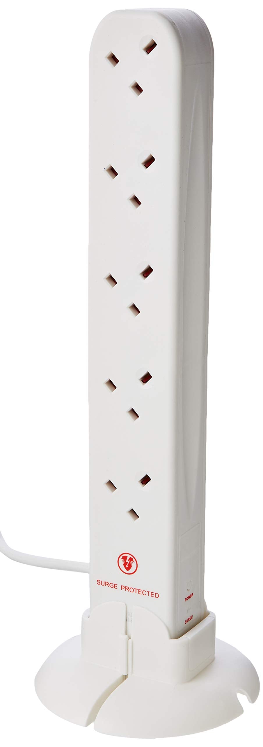 Masterplug Srgtow10110 10-Gang Power Tower Surge Protected Socket with 1 m Extension Lead in White