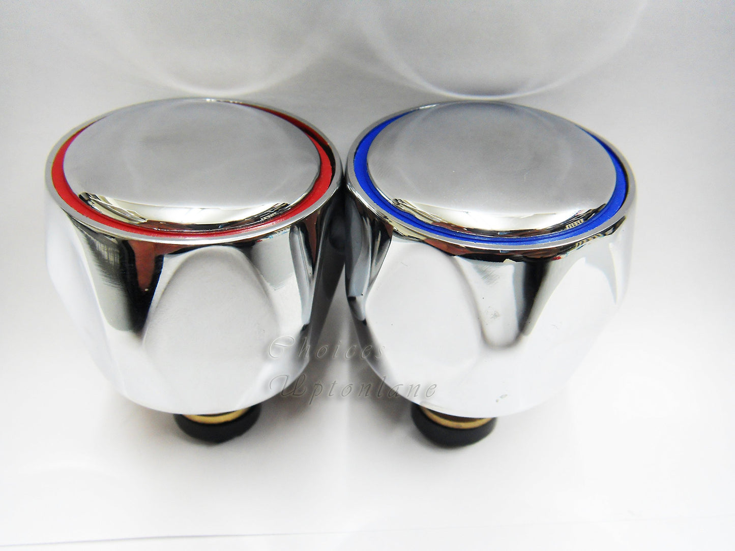 REPLACEMENT HOT & COLD TAP TOP HEAD COVERS CHROME PLATED FOR BASIN / BATH & KITCHEN SINK TAPS