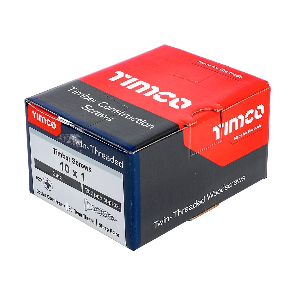 Timco PZ1 CSK BZP Zinc Plated Twin Woodscrew (Box of 200)