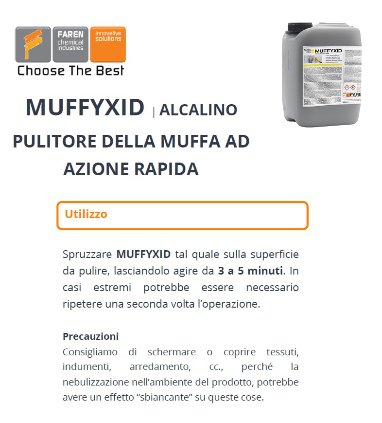 Faren MUFFYXID Mould Removal, Mould Removal, Fast Acting Mould Cleaner, Sanitizing, Quickly Eliminates Mold, Fungus, Moss and Algae, Delays Reappearance 500 ml