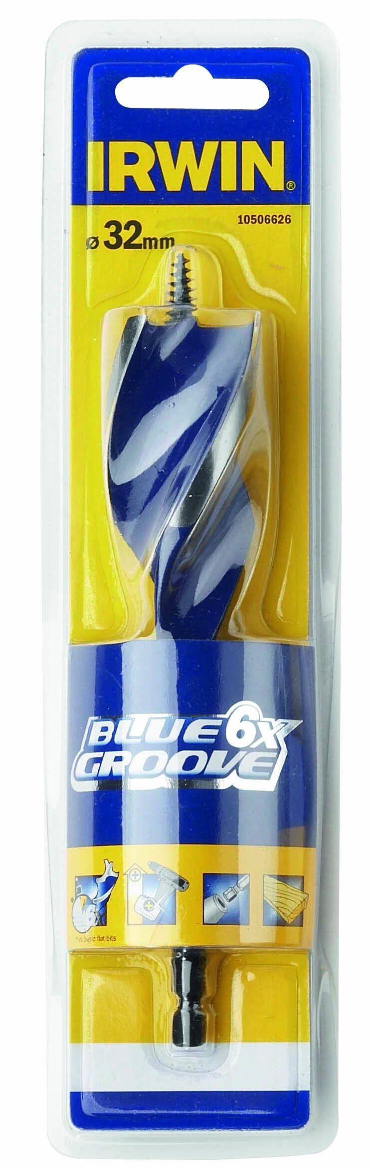 Irwin 10506623 6X-Speed Blue Groove Wood Drill Bit 22mm
