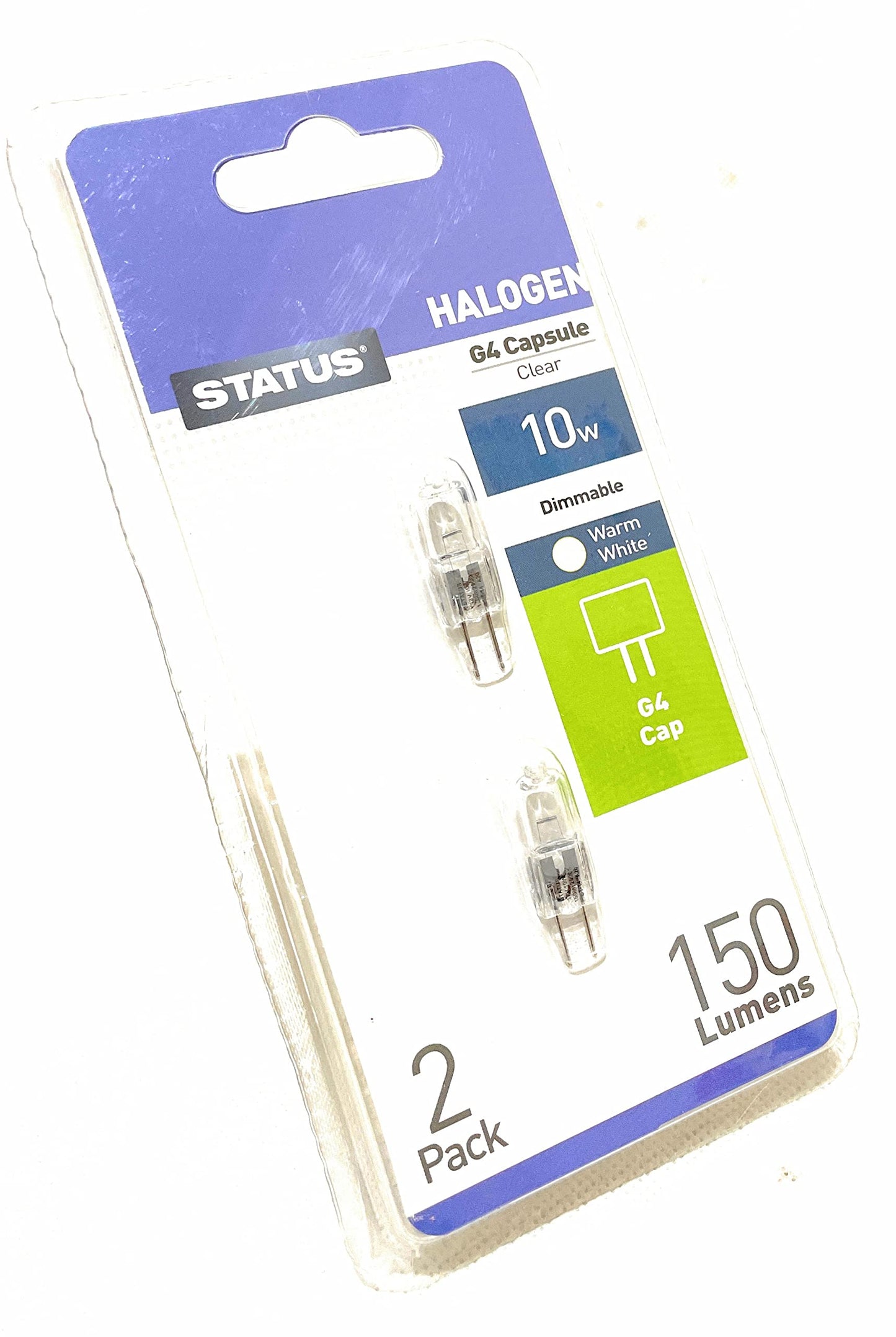 Status G410SHC212 G4 Cap Halogen Capsule Bulb with UV Stop, Pack of 2, Clear