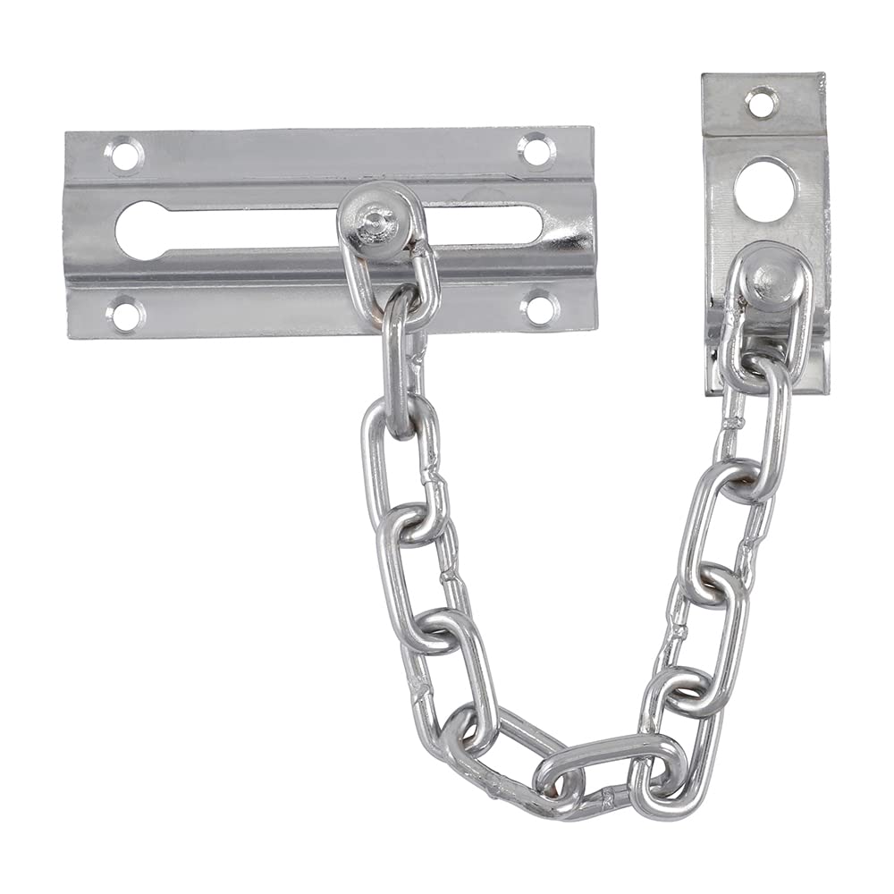 TIMCO Door Chain Security Lock - Allowing Reduced Opening Angle of The Door, for Your Added Security - Satin Chrome - 85mm