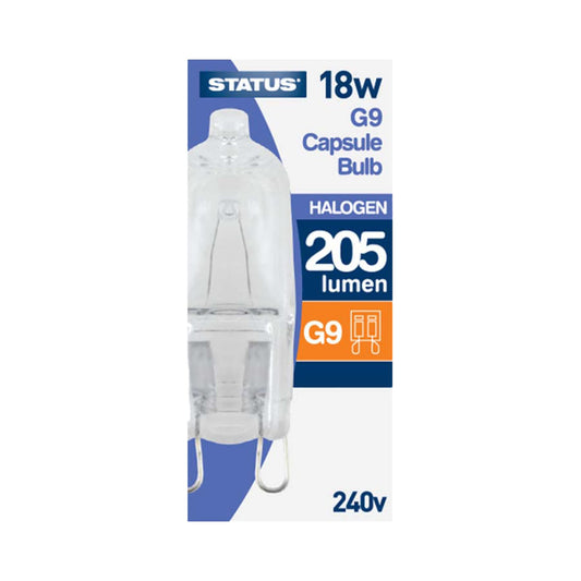 Status Pack of 1 x G9 Halogen Capsule Lightbulb 18watt Equivalent to 22watt Warm Dimmable Warm Light Colour 2700k
