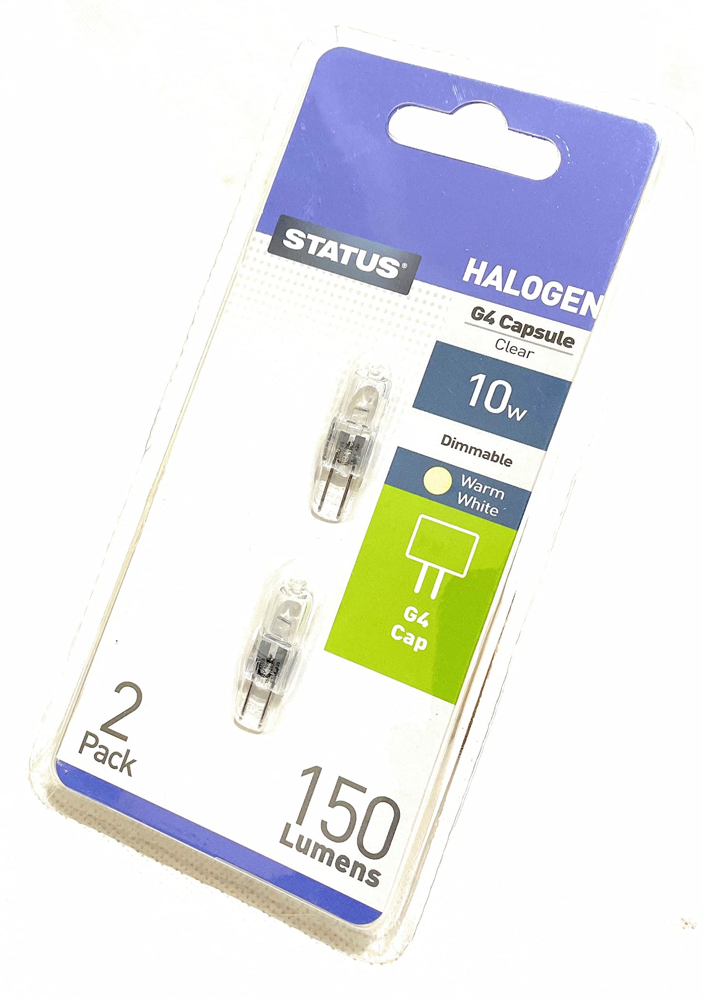 Status G410SHC212 G4 Cap Halogen Capsule Bulb with UV Stop, Pack of 2, Clear