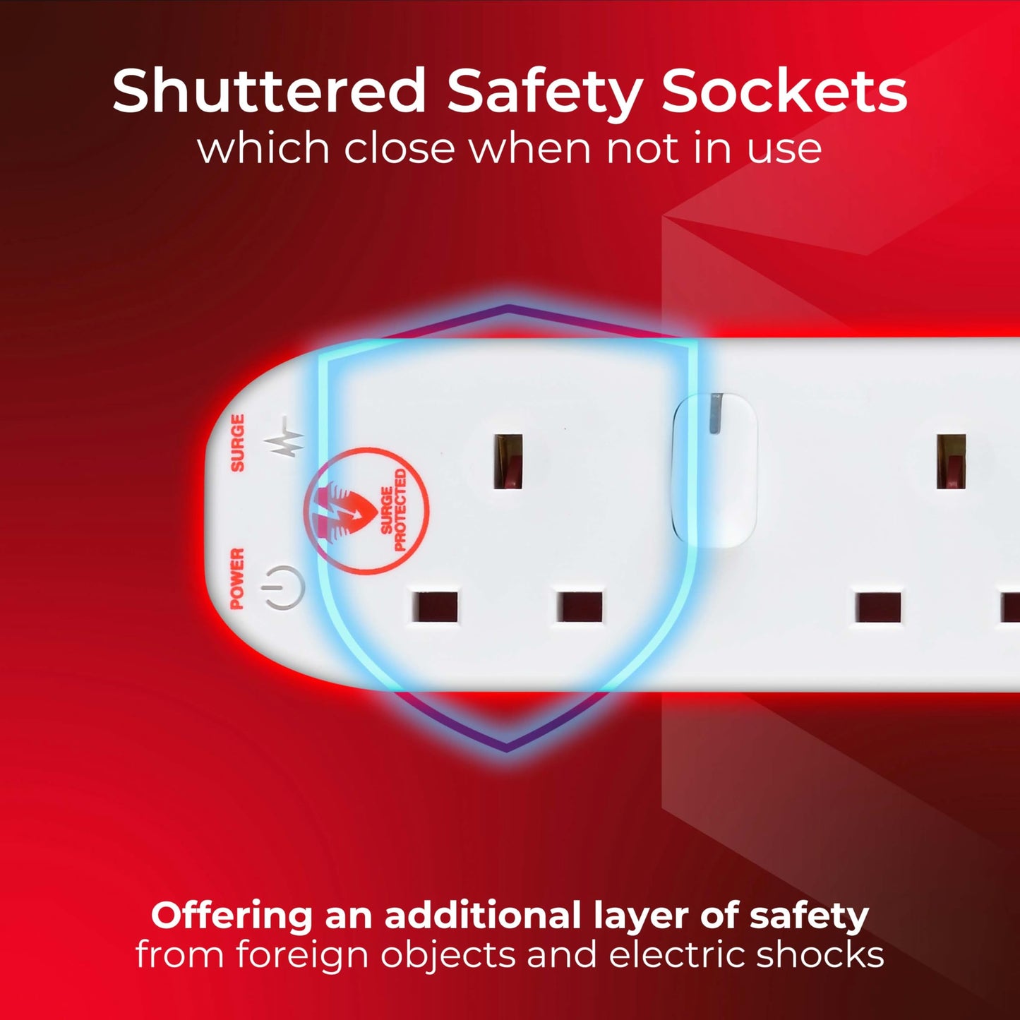 Masterplug SWSRG4210N-MP Four Socket Power Surge Protected Extension Lead with Individual Switches, 2 Metres, 36 x 5.5 x 3 cm, White