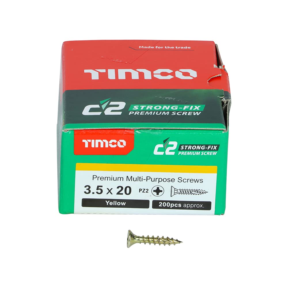 TIMCO C2 Strong-Fix Multi-Purpose Premium Countersunk Gold Woodscrews - 3.5 x 20 - Box of 200
