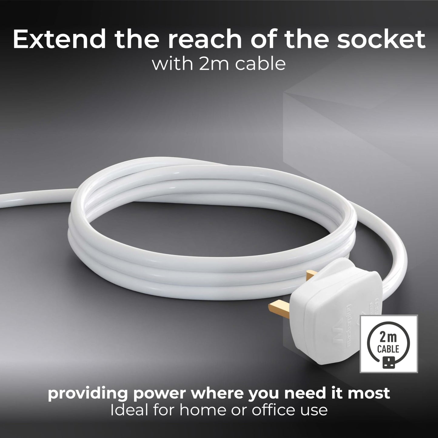 Masterplug BSG210N-MP Six Socket Long Extension Lead, 2 Metres, White, 5.5 cm*2.6 cm*35.0 cm