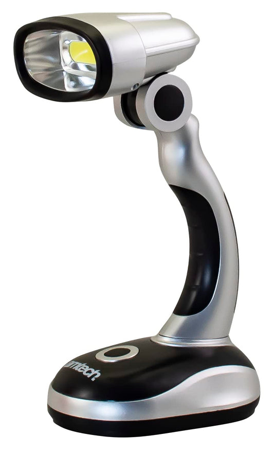 Amtech S8124 Cordless Desk Lamp, Super Bright COB (chip on board) LED Illumination, Portable and Lightweight, 160° Pivoting Head, 3x AA Batteries Included, Ideal for Desk, Office, Camping, Travelling,