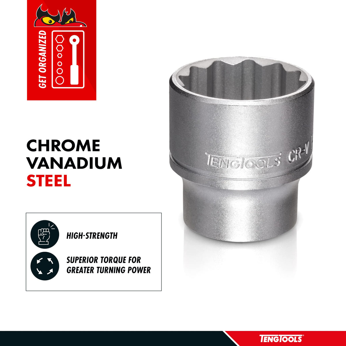 Teng M120508-C Regular Bi Hexagon Socket 8mm 1/2in Square Drive