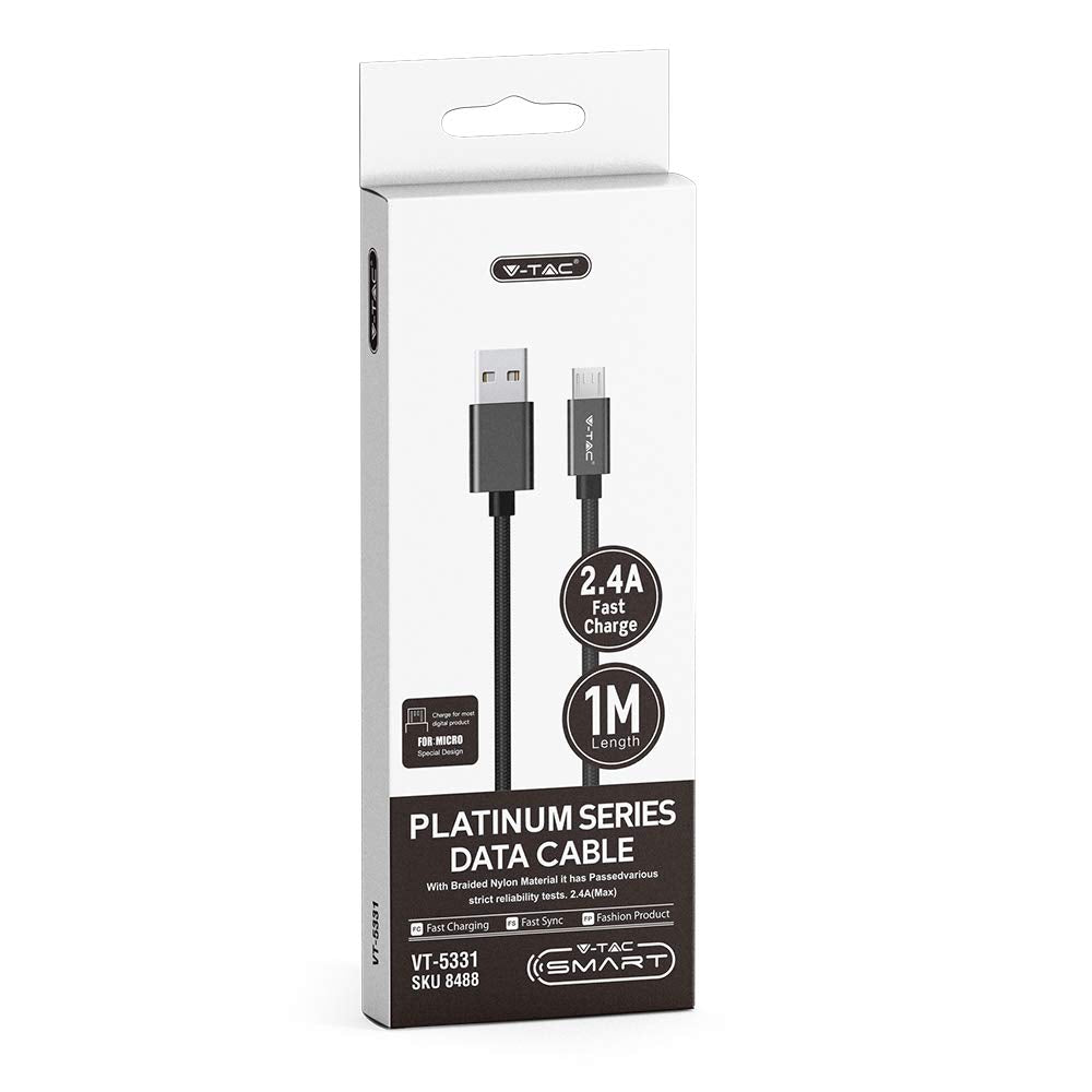 V-tac VT-5331 Micro-USB naar USB Kabel - 1 meter - zwart