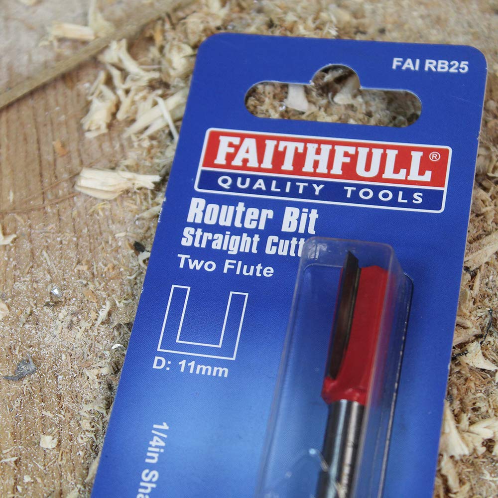 Faithfull FAIRB26 Oberfräsen-Bit, TC, zweischneidig, 1/4 Zoll, 12 mm, Rot/Silber