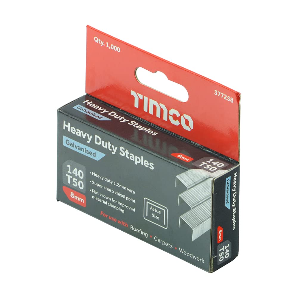 TIMCO Heavy Duty Chisel Point Galvanised Staples - 8mm Staples
