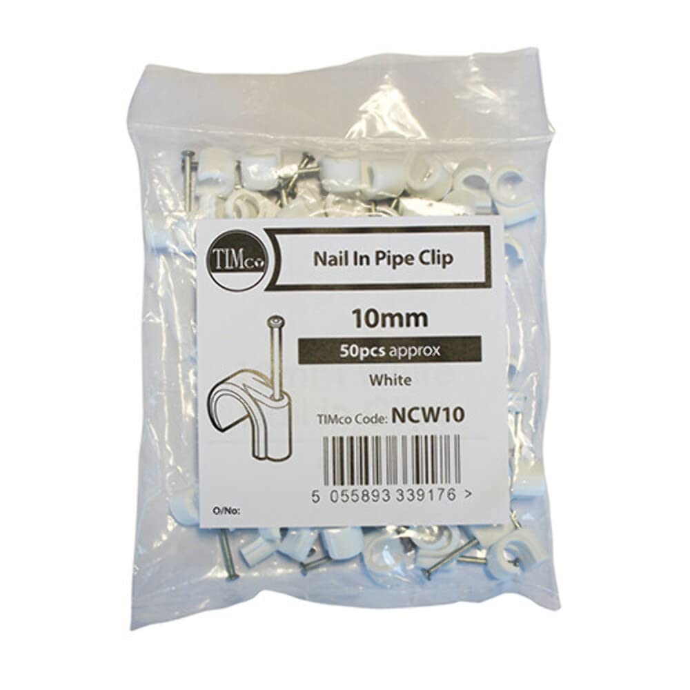 Timco Nail In Pipe Clip - 10mm - 50 Pieces