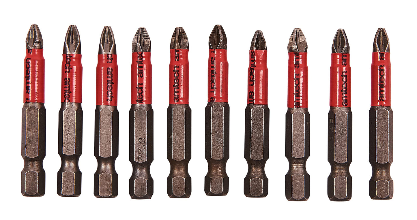 Amtech L2360 10 Piece 50mm non-slip Pozi drive bit set